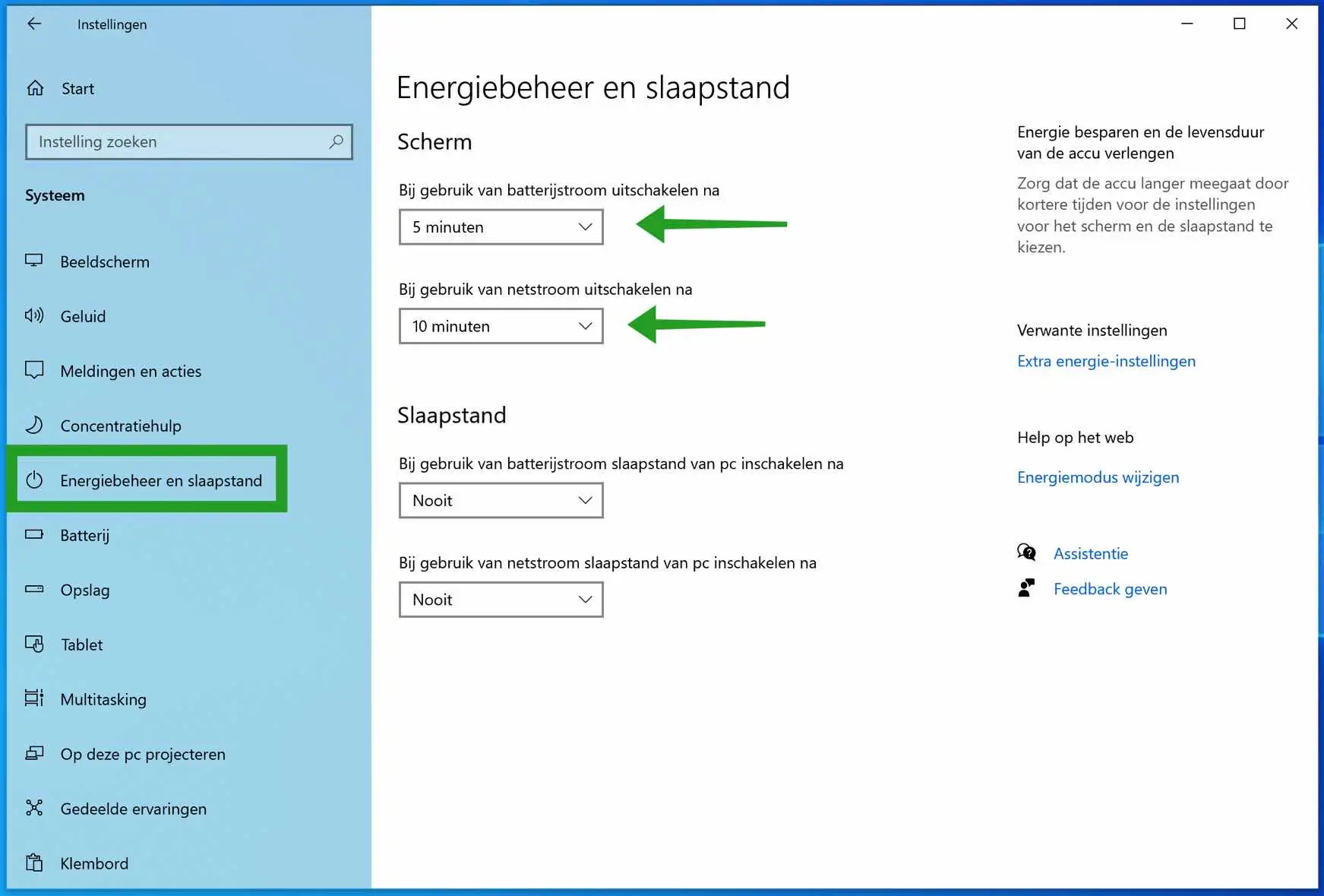 Beeldscherm uitschakelen in Windows na specifieke tijdsperiode