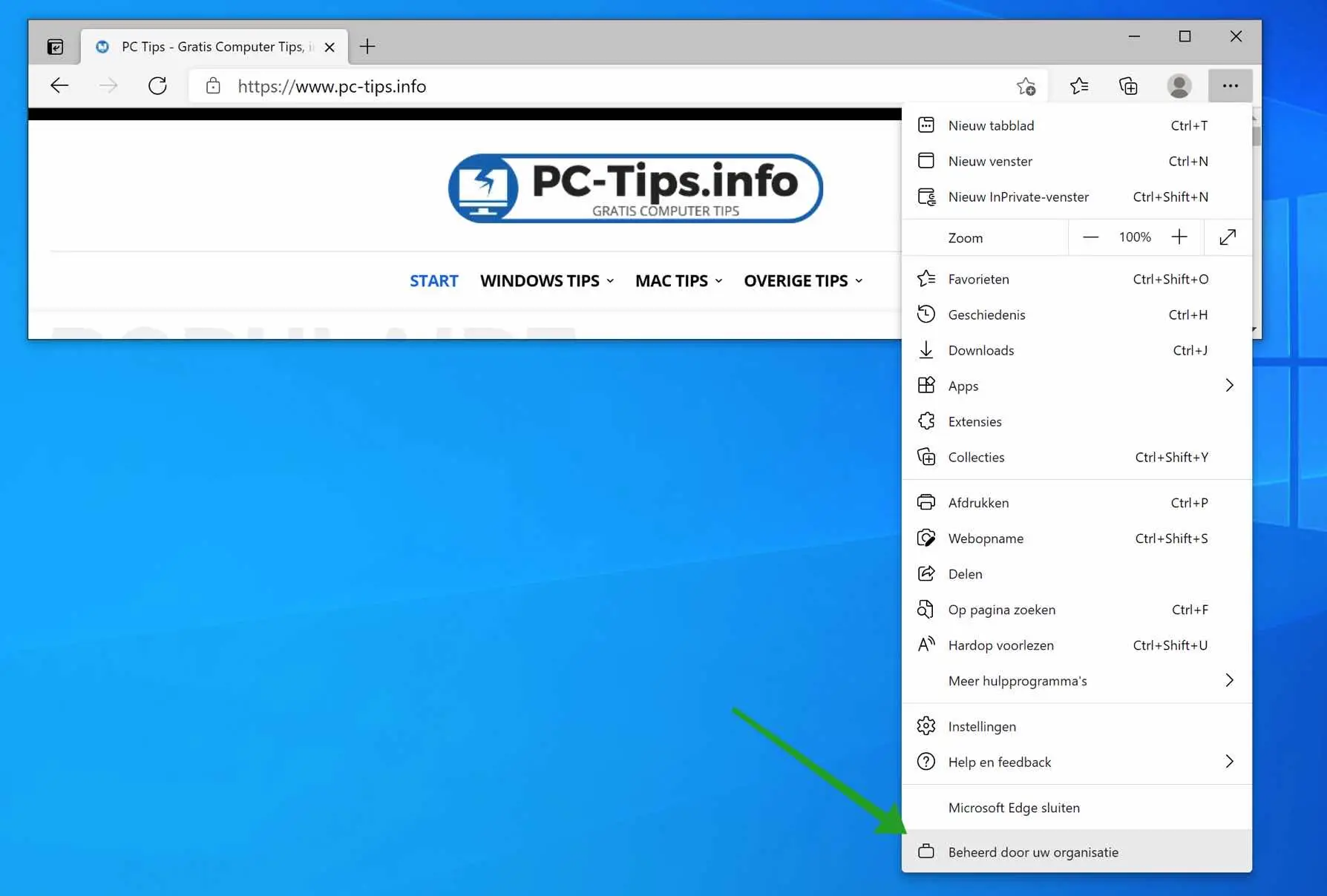 Beheerd door uw organisatie verwijderen uit Microsoft Edge