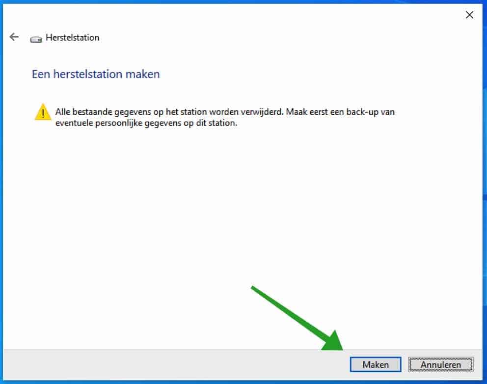 Een herstelstation maken in Windows