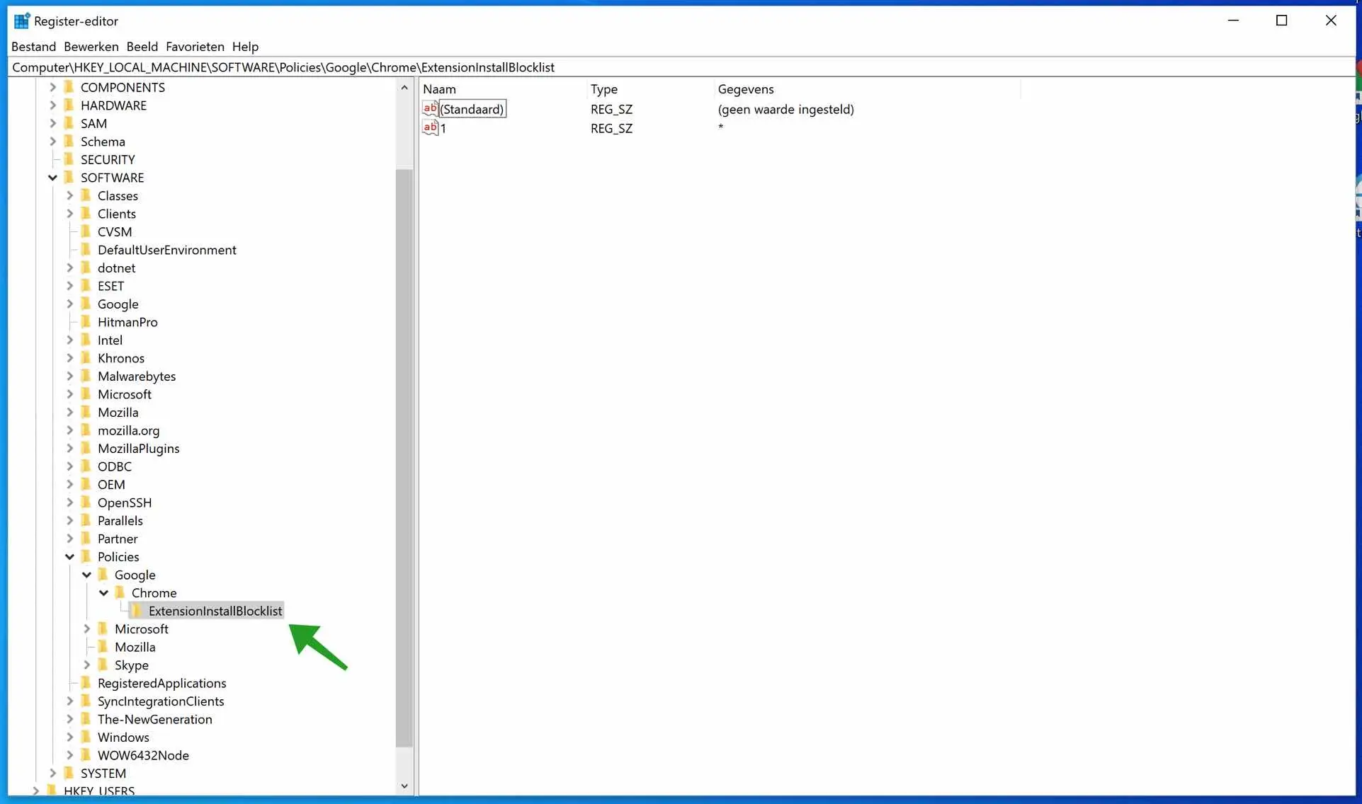 ExtensionInstallBlocklist Google Chrome
