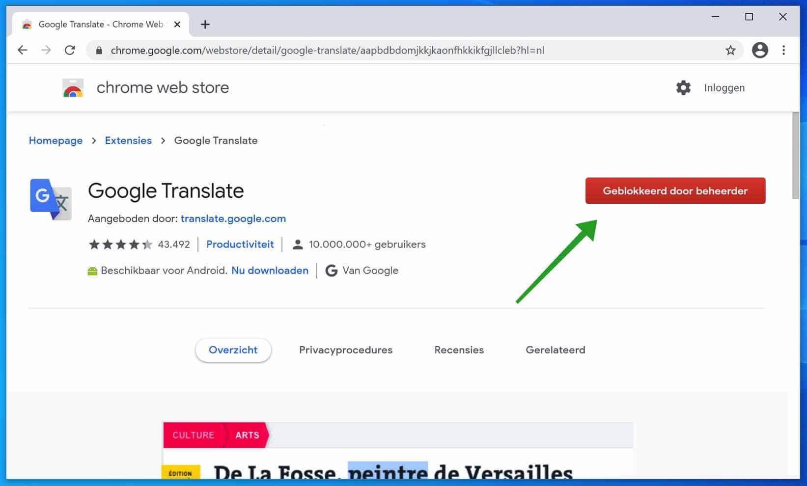 Installeren van Chrome extensies blokkeren in Google Chrome