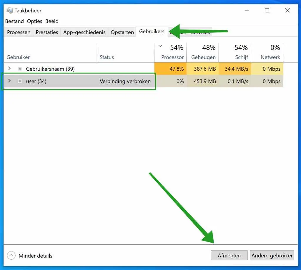 Gebruiker afmelden in Windows