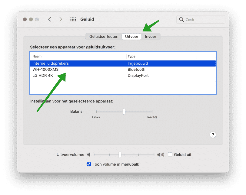 Sound output settings mac