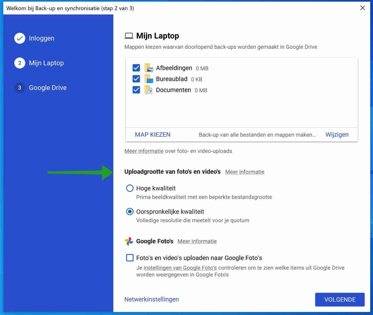 Sauvegarde et synchronisation Google Type de fichier Taille de téléchargement des paramètres de photos et de vidéos