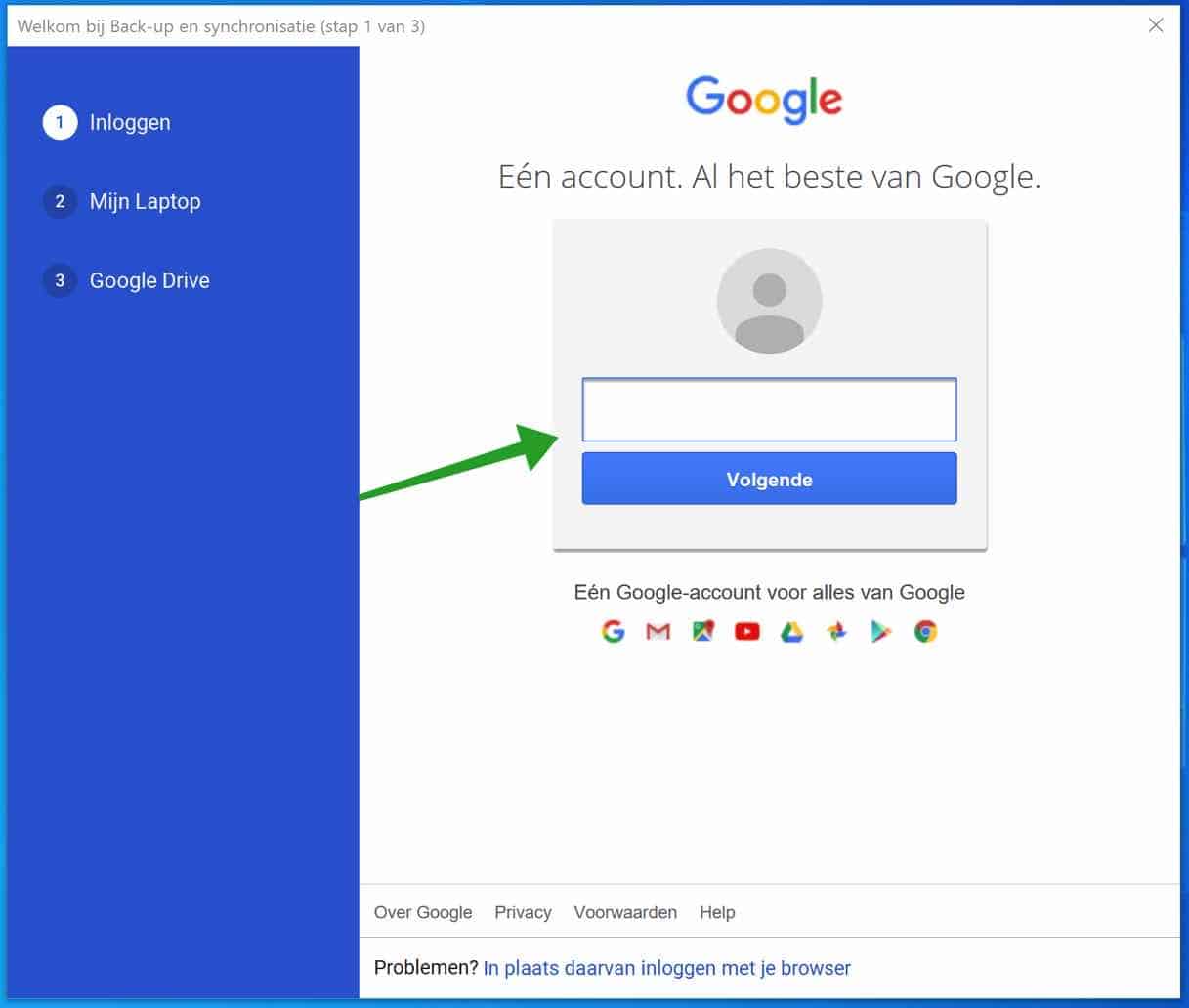 Backup do Google e login de sincronização