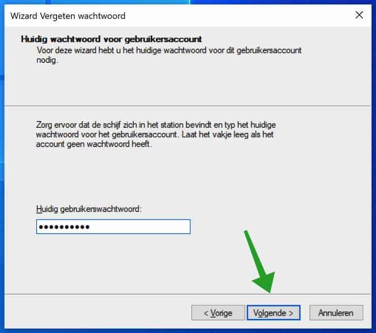 Geben Sie das aktuelle Kennwort für das Windows-Wiederherstellungsdatenträgerkennwort ein