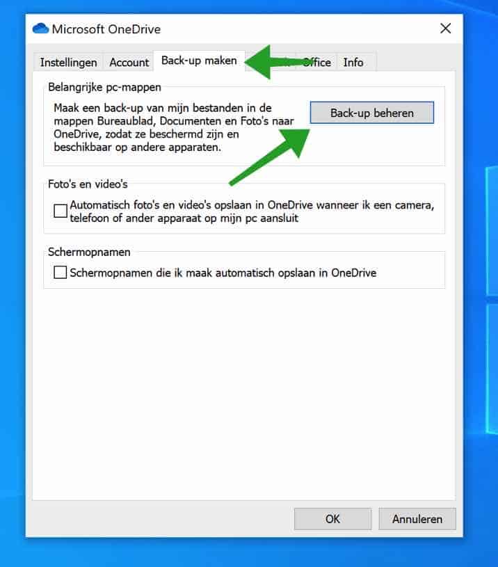 OneDrive-Backup verwalten