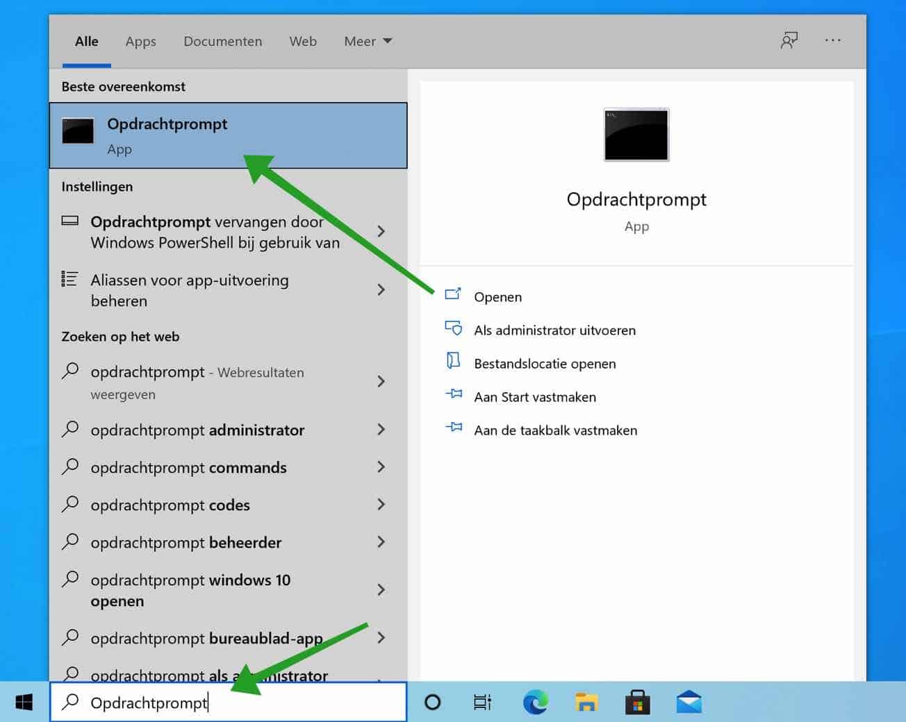 Opdrachtprompt openen in windows