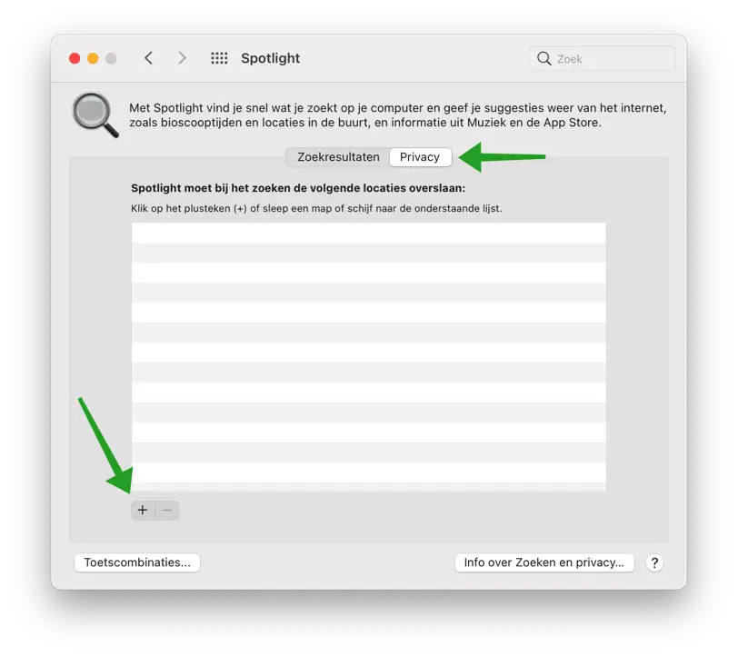 Spotlight bestand of map uitsluiten van zoeken mac