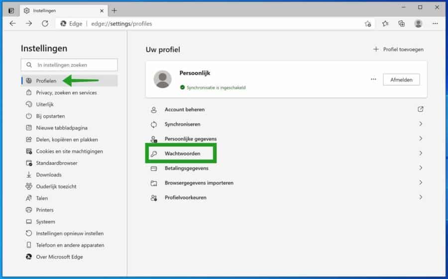 Desative a notificação de senha forte no Microsoft Edge