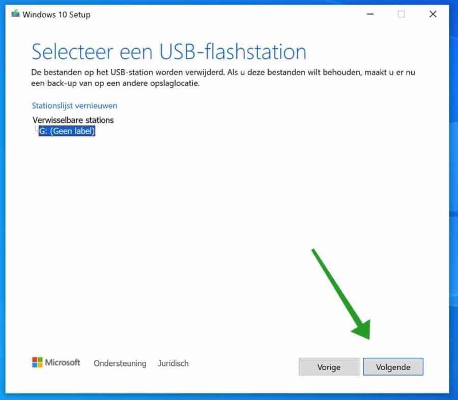 USB-flashstation selecteren