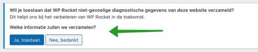 WP-Rocket diagnostische gegevens verzamelen