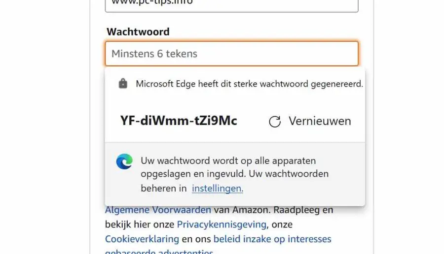 Wachtwoord suggestie in- of uitschakelen in Microsoft Edge