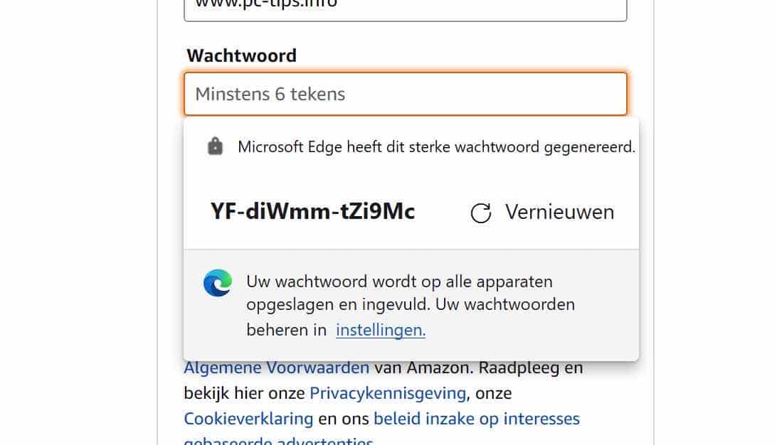 Wachtwoord suggestie in- of uitschakelen in Microsoft Edge