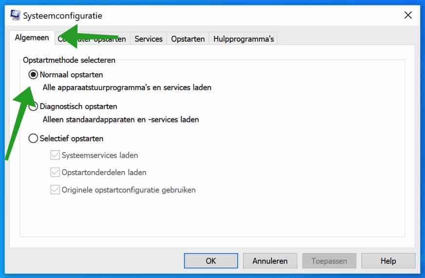 Windows startet normal mit allen Programmen und Diensten