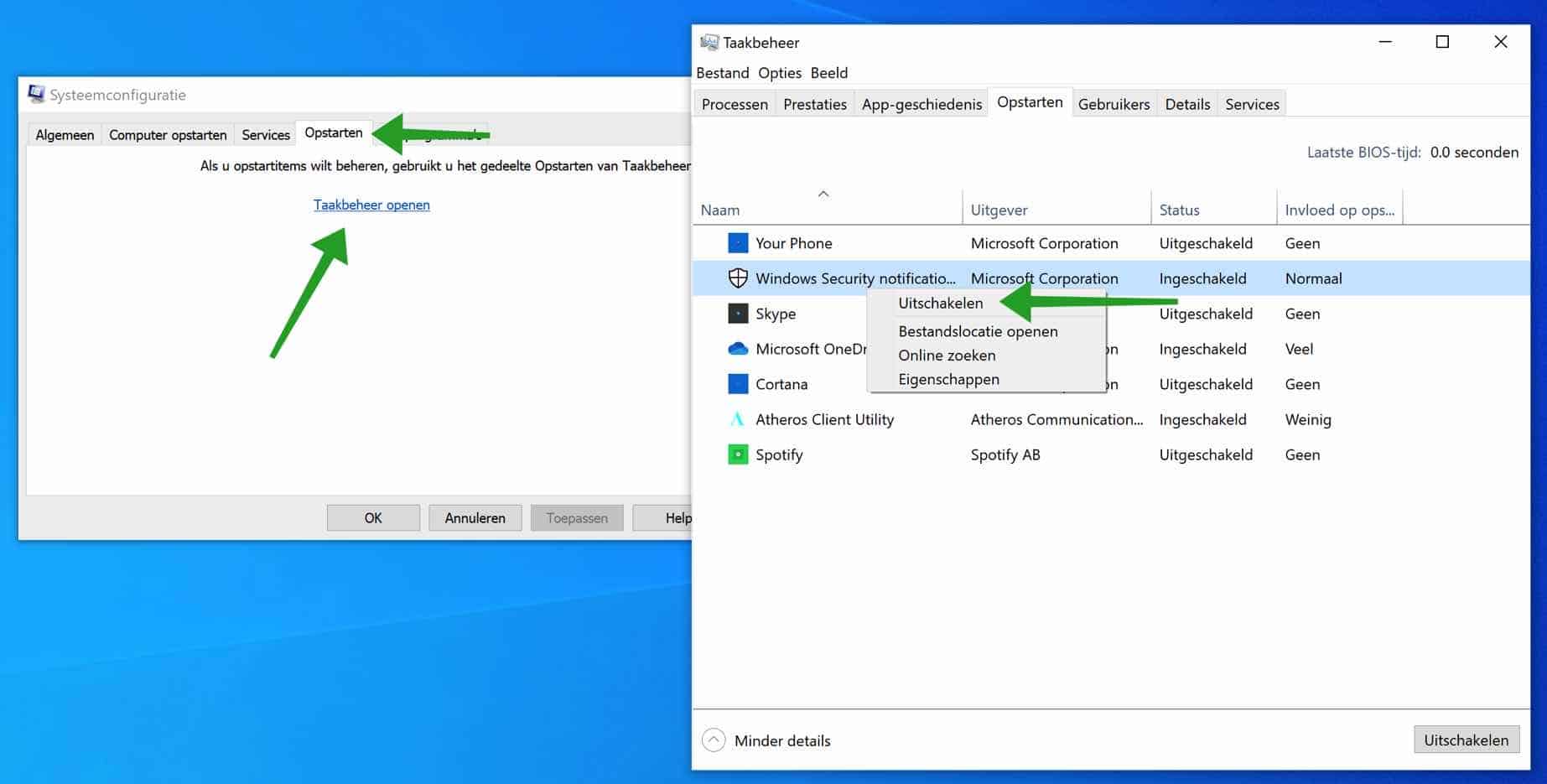 deshabilitar todos los programas de inicio en Windows