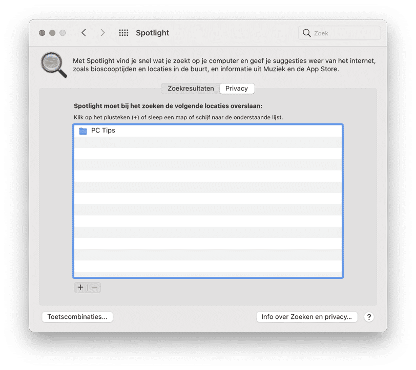 map overslaan bij zoeken spotlight mac