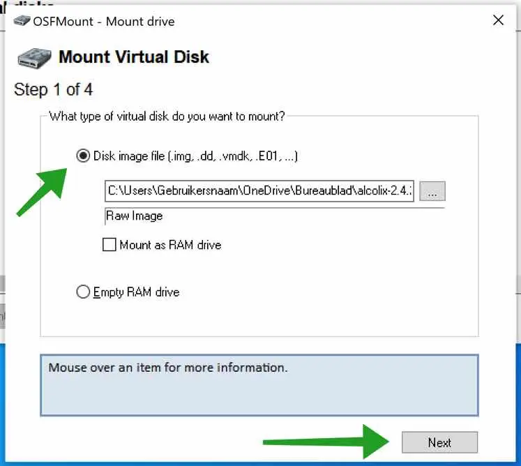 disk image selecteren