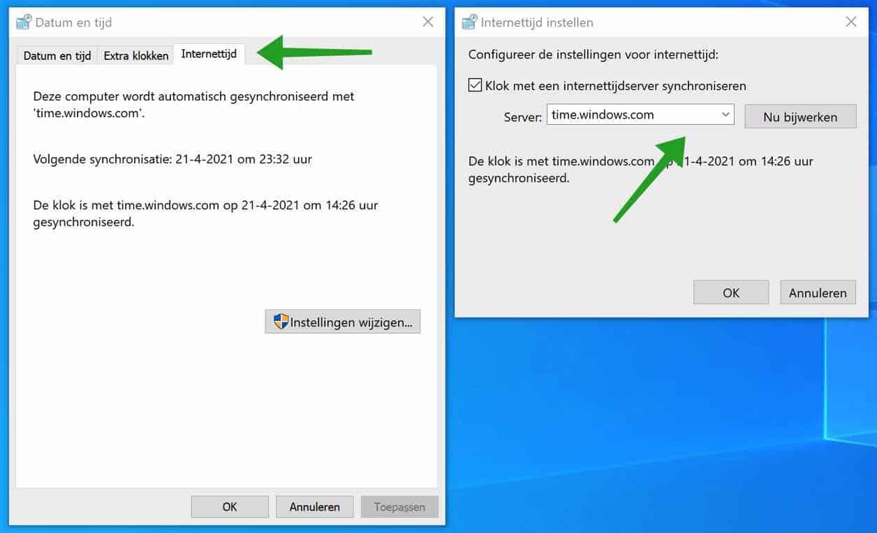 internettijd instellen in windows