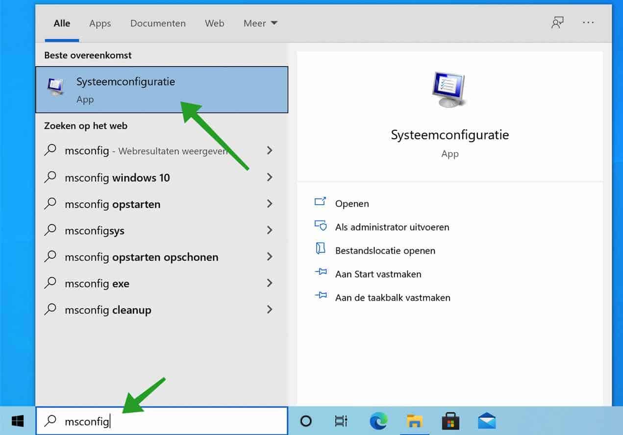 msconfig openen