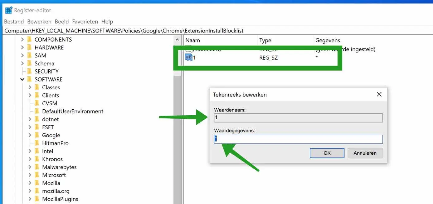 nieuwe tekenreekswaarde in windows register