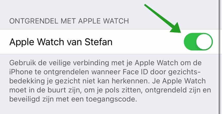 unlock iphone with apple watch at face mask