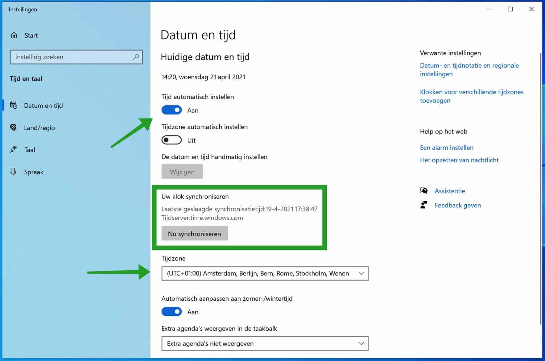 définir le fuseau horaire dans Windows