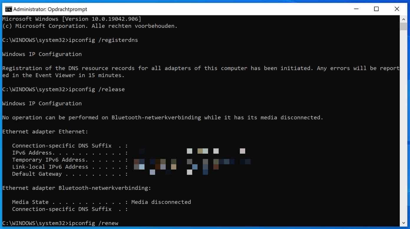 winsock resetten in windows 10