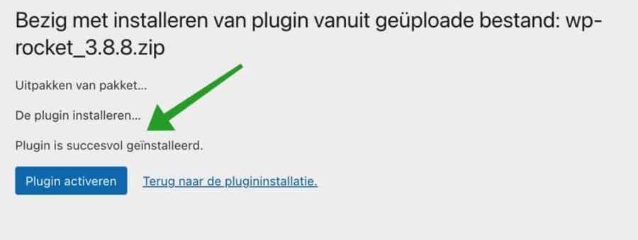 wp-rocket plugin activeren wordpress