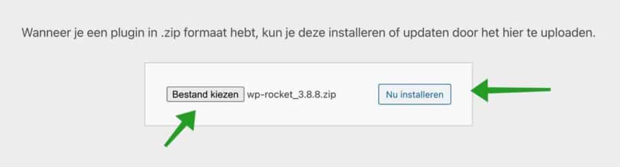 wp-rocket plugin installeren wordpress