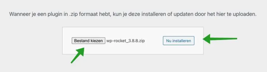 wp-rocket plugin installeren wordpress