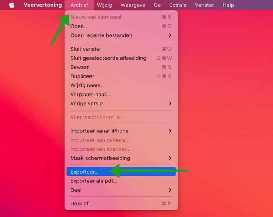 Afbeelding exporteren met voorvertoning op Mac
