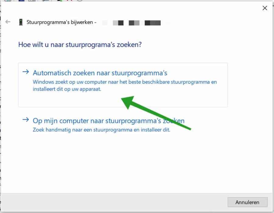 Automatisch zoeken naar stuurprogrammas