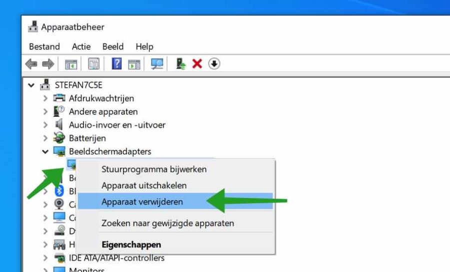 Beeldscherm stuurprogramma verwijderen in Windows