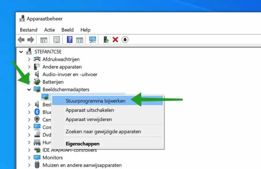 Beeldschermadapter stuurprogramma bijwerken