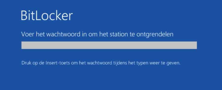 BitLocker wachtwoord ingeven