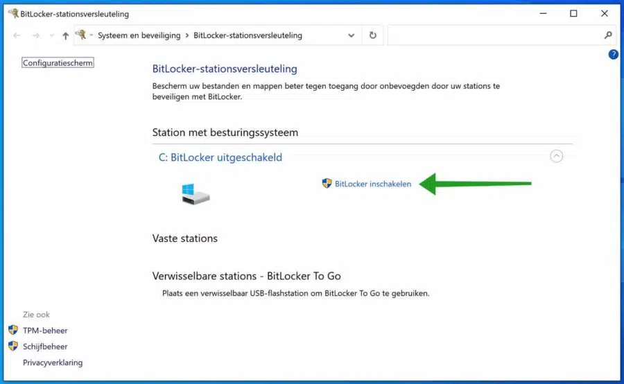 Bitlocker inschakelen in Windows