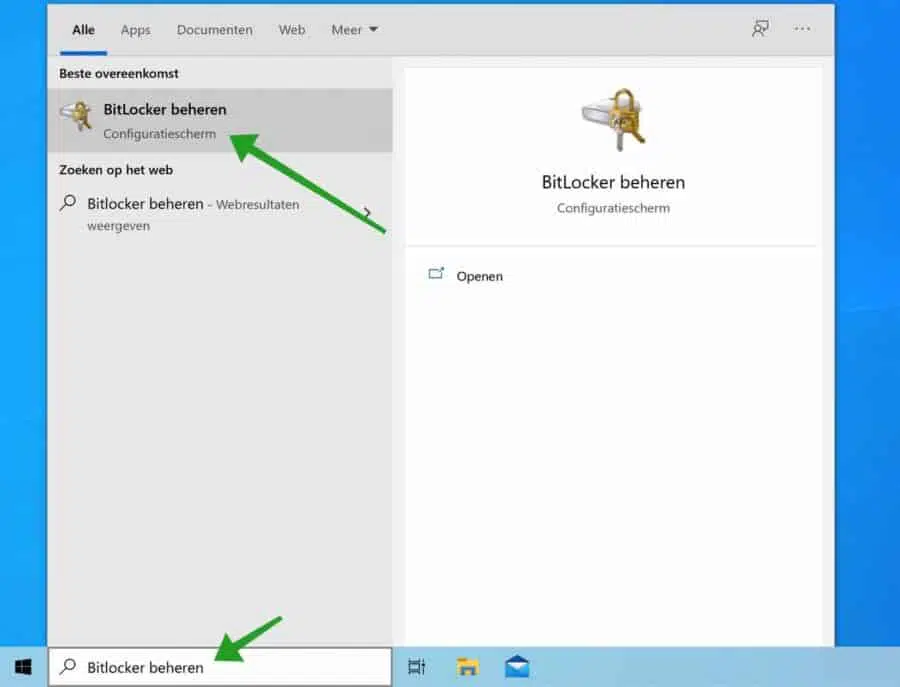 Bitlocker instellingen openen in windows