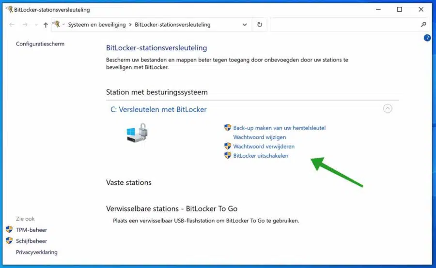 Bitlocker instellingen wijzigen
