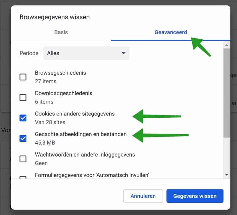 Browsegegevens verwijderen in Google Chrome