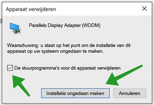 De stuurprogrammas voor dit apparaat verwijderen