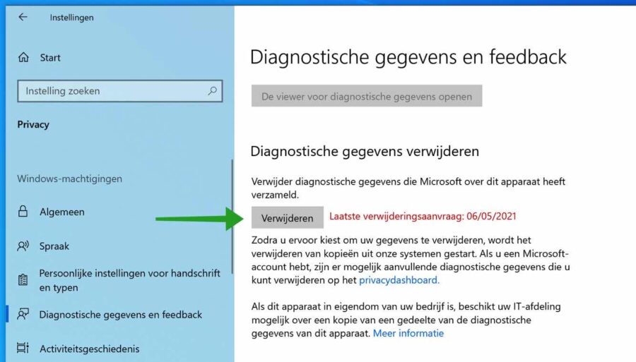 Diagnostische gegevens verwijderen in Windows