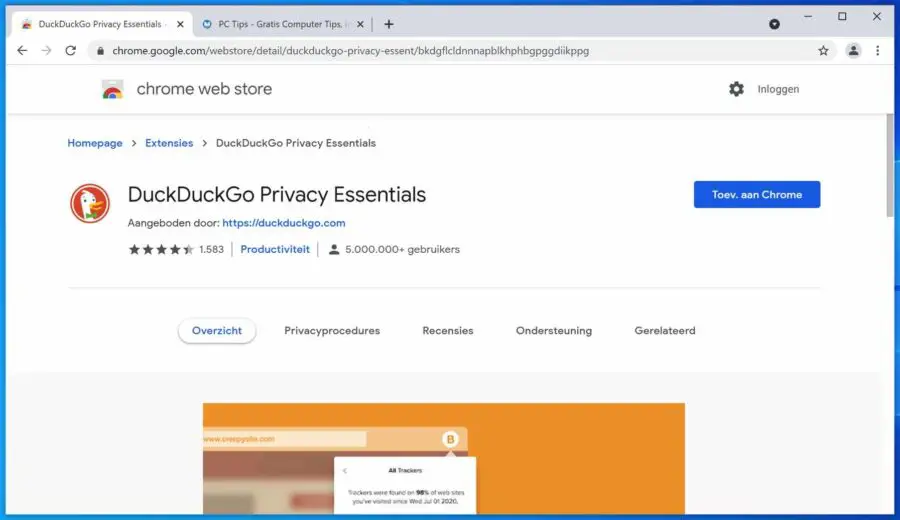 FloC blokkeren met DuckDuckGo privacy essentials