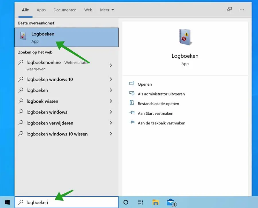 Logboeken openen in Windows