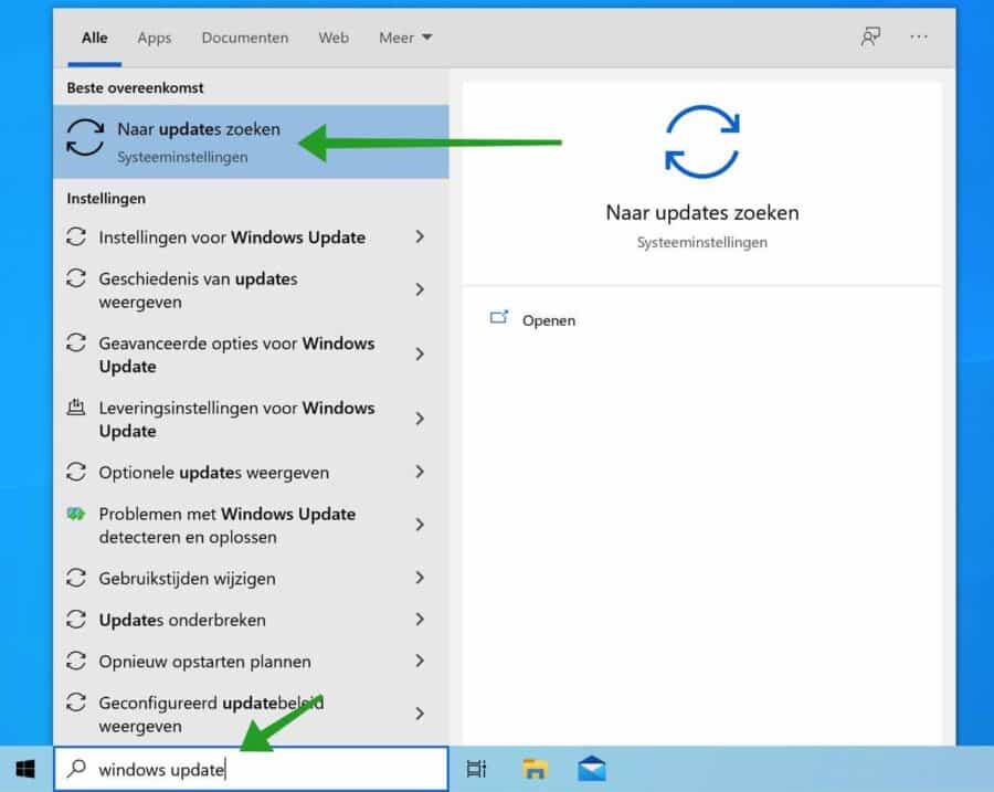 Naar updates zoeken in Windows