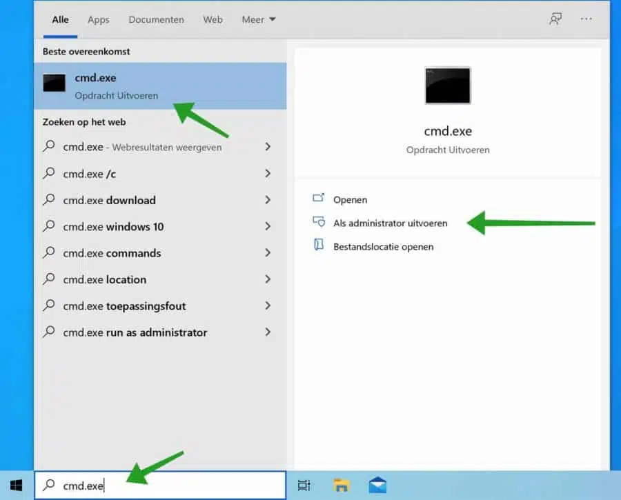 Opdrachtprompt openen als Administrator