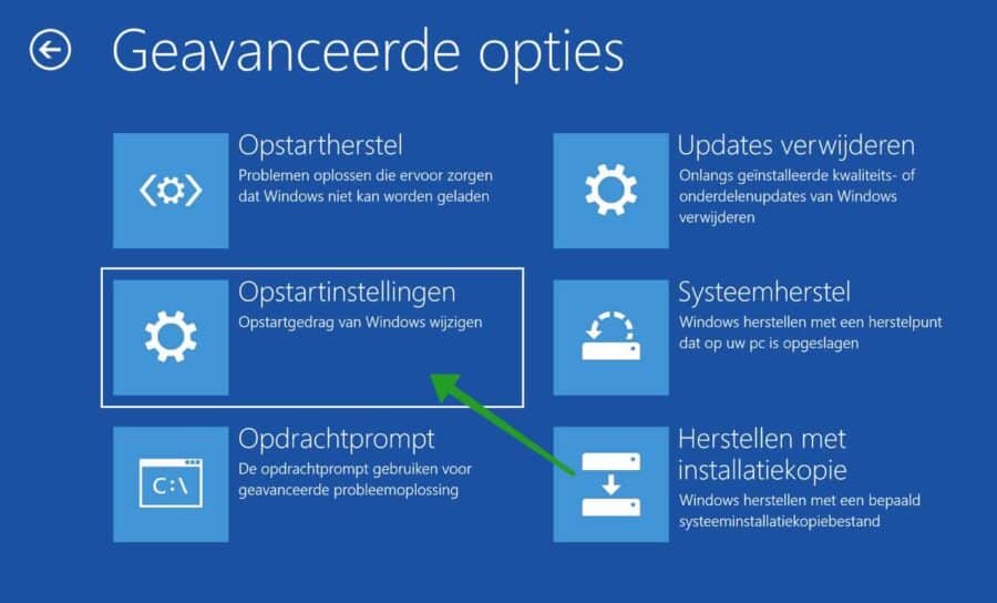 Configuración de inicio