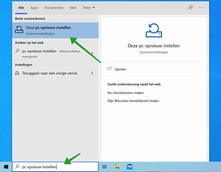 PC opnieuw instellen