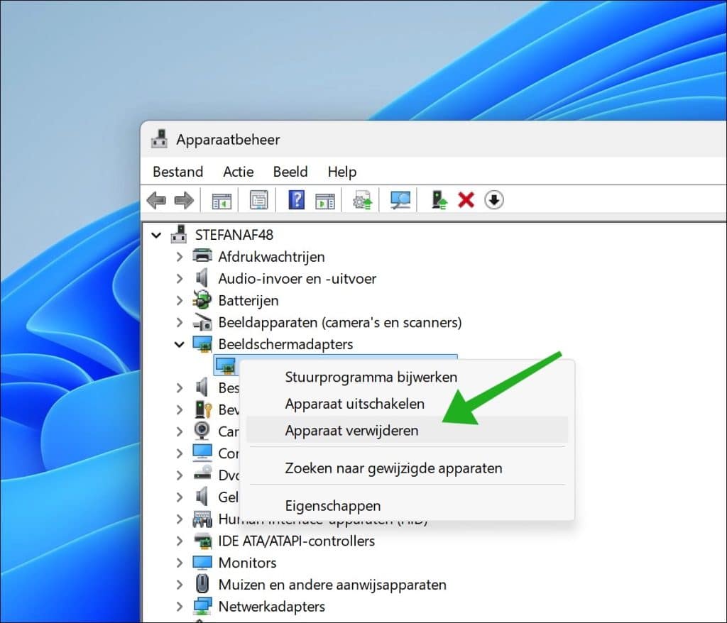 Stuurprogramma van videokaart opnieuw installeren