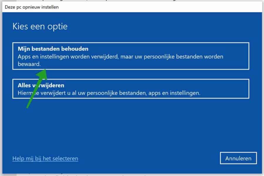 Systeemherstel mijn bestanden behouden